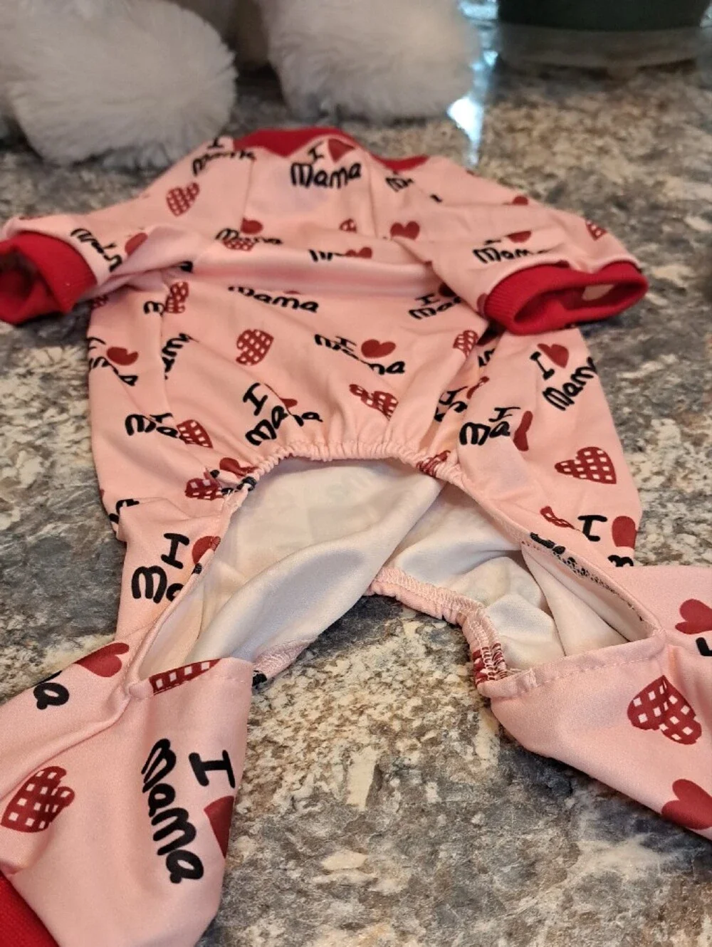 NWT I ♥ My Mom Dog Pajamas - White with Black & Red Print 3 PACK.